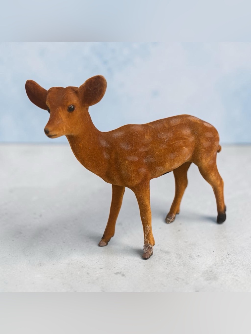 Rust Brown Velvet Flocked Deer Figurine - Home Accents